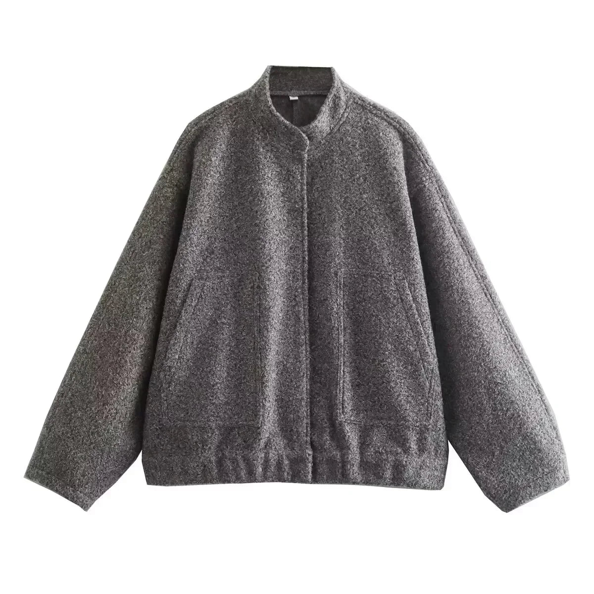 Casual Jackets For Women Fashion Chic Lady Long Sleeves Mock Neck Warm Coat Top Female Autumn Outwear Bomber Jackets Coats
