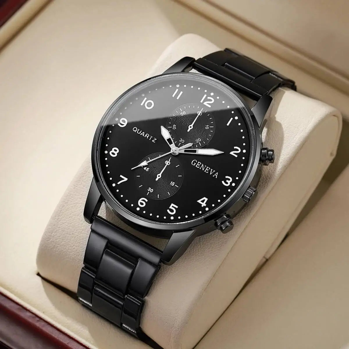 Mens Business Watches Fashion Quartz Wrist Watch for Man Black Clock Reloj Hombre（Without Box）