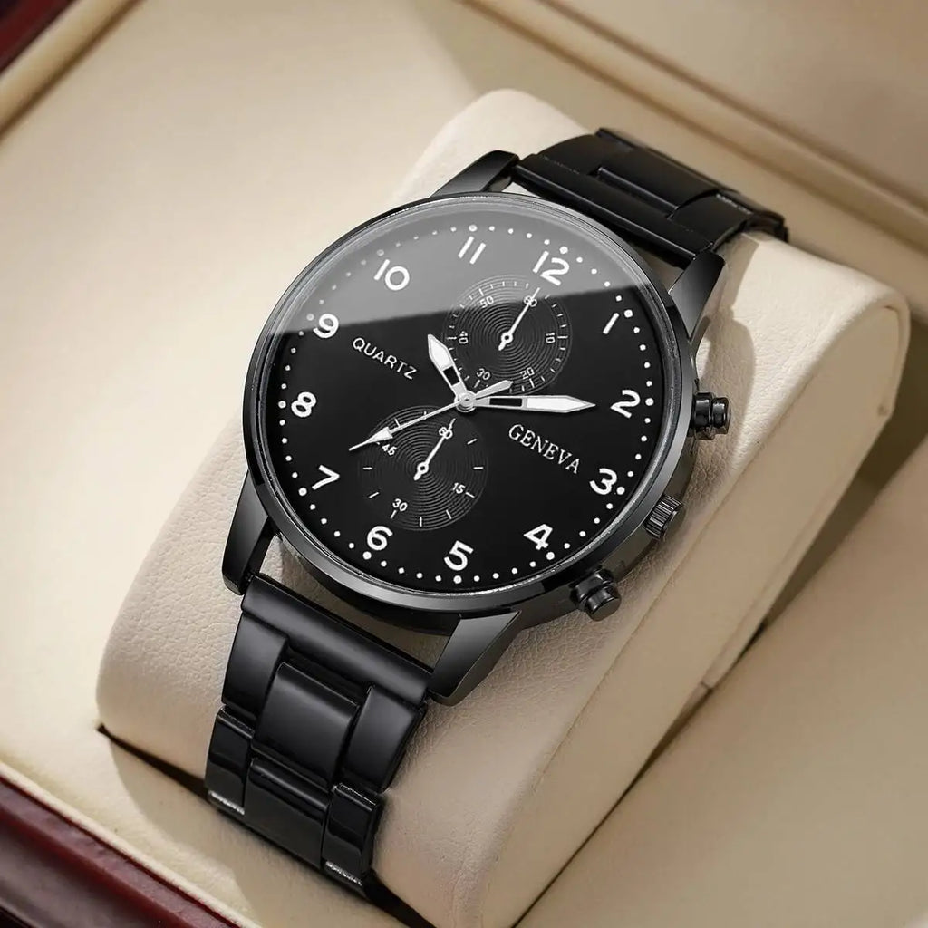 Mens Business Watches Fashion Quartz Wrist Watch for Man Black Clock Reloj Hombre（Without Box）