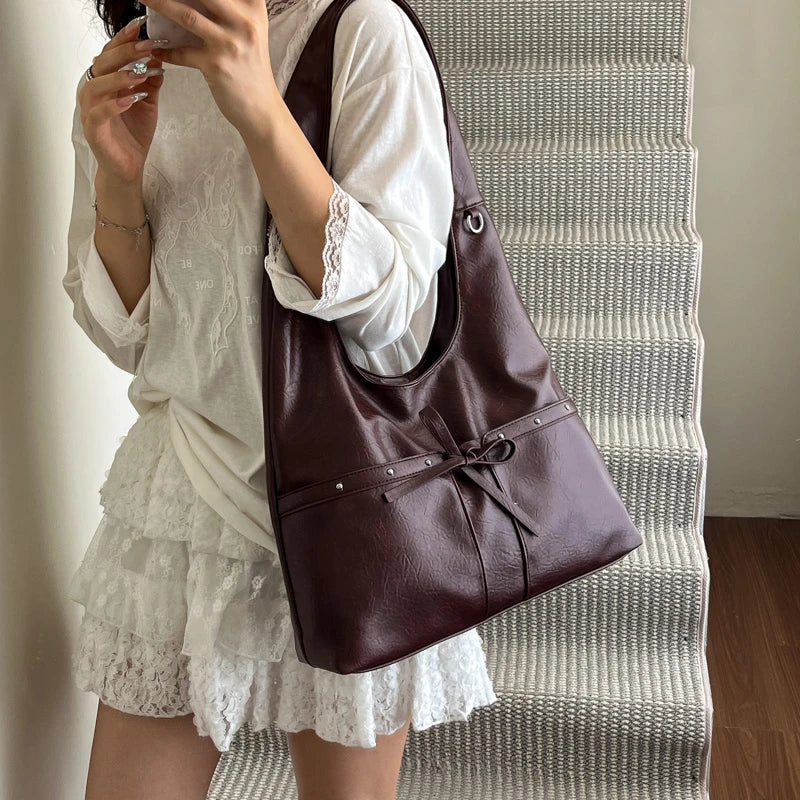 PU Large Capacity Hasp Tote Bags Solid Color High Quality Ladies Bags 2025 Hot Sale Light Luxury Commuting Women's Handbags