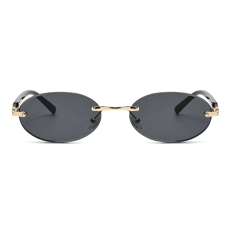 Popular Women Shades Oval Sun Glasses for Female Male Summer Glasses UV400 Rimless Sun Glasses Round Fashion Gafas De Sol Очки