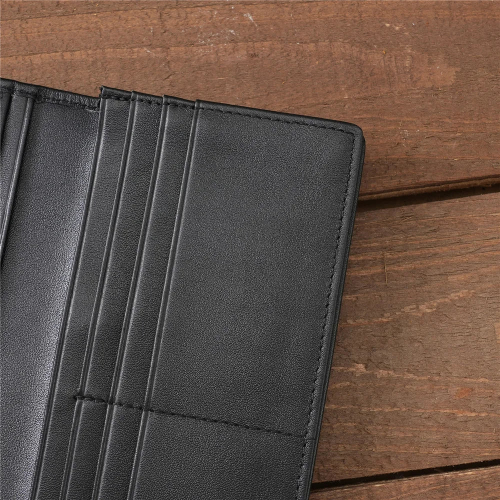 Mens Wallet Slim Genuine Leather Rfid Thin Long Bifold Wallets for Men Checkbook Credit Card Holder Purse with Zipper Coin Pouch