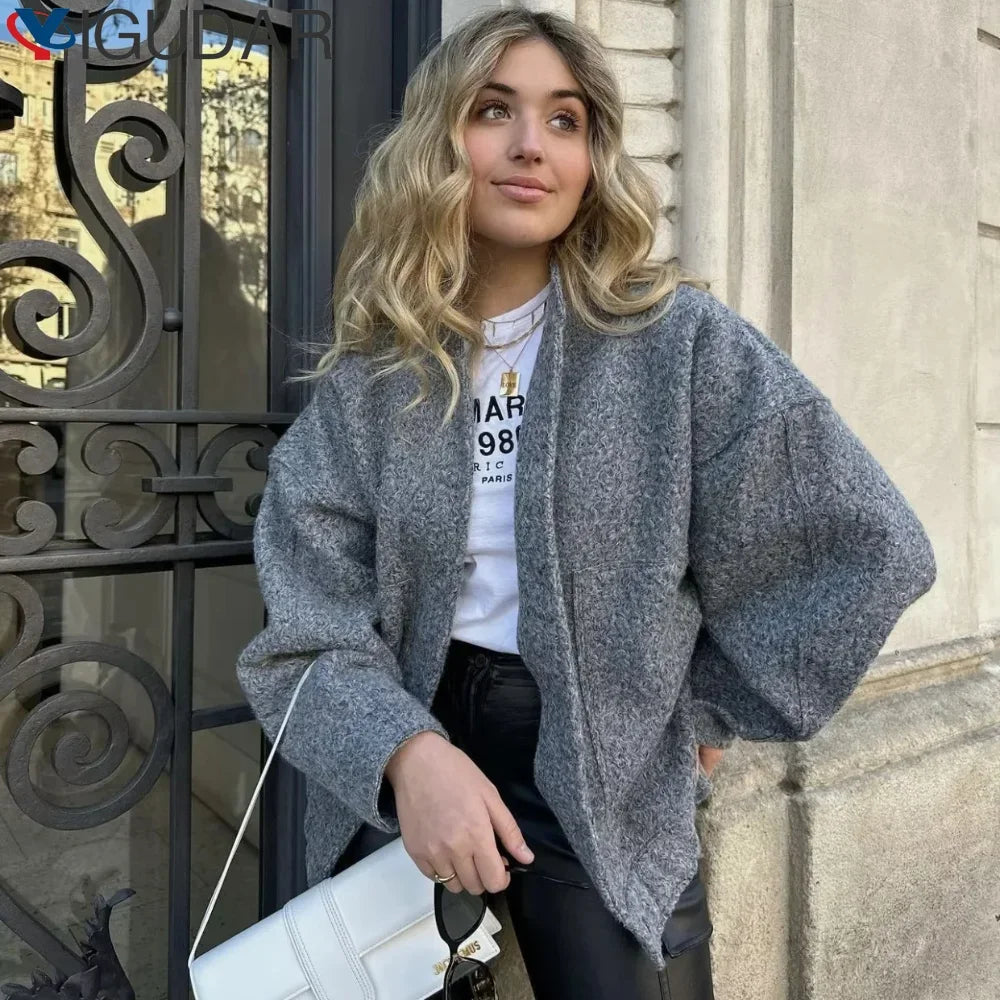 Casual Jackets For Women Fashion Chic Lady Long Sleeves Mock Neck Warm Coat Top Female Autumn Outwear Bomber Jackets Coats