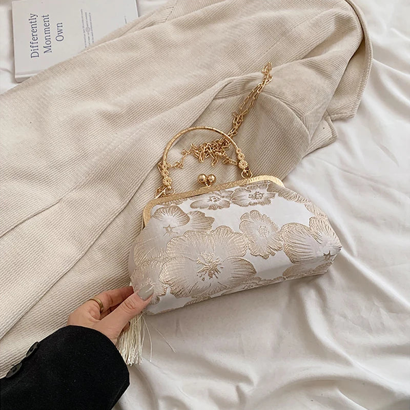 Chinese Style Embroidered Shoulder Bag Elegant Handbag Retro Small Square Bag Ancient Hanfu Cheongsam Crossbody Tote Bags