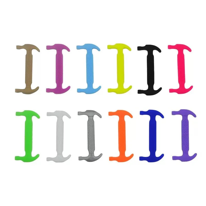Silicone Elastic Shoelaces Without Ties Kids Adult Fashion Hammer Type Running Sneakers Rubber Band Shoes Laces Lazy Shoestrings