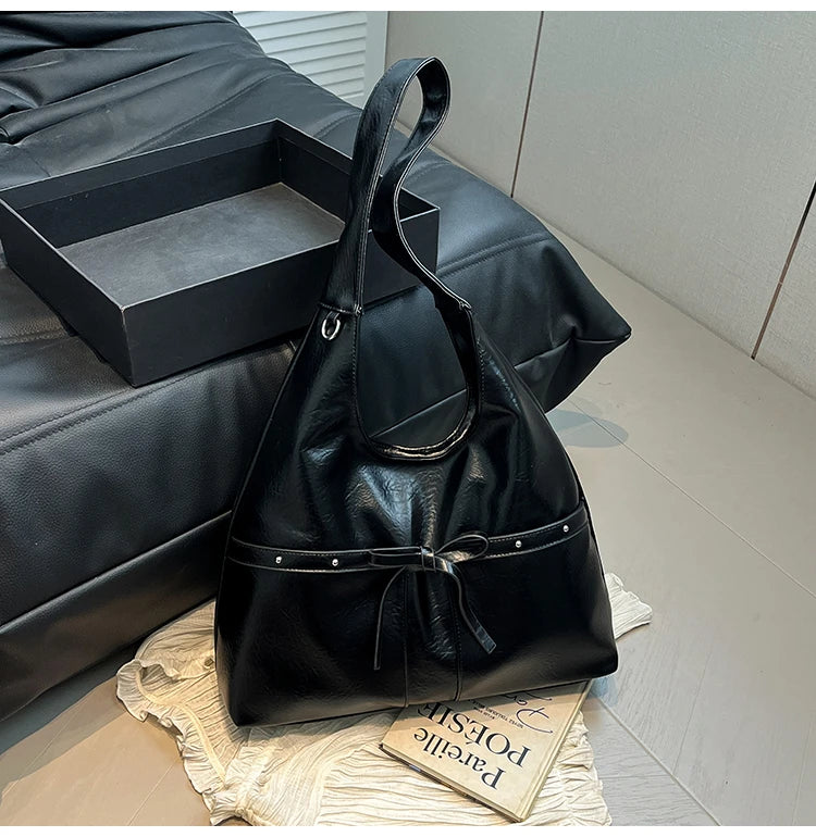PU Large Capacity Hasp Tote Bags Solid Color High Quality Ladies Bags 2025 Hot Sale Light Luxury Commuting Women's Handbags