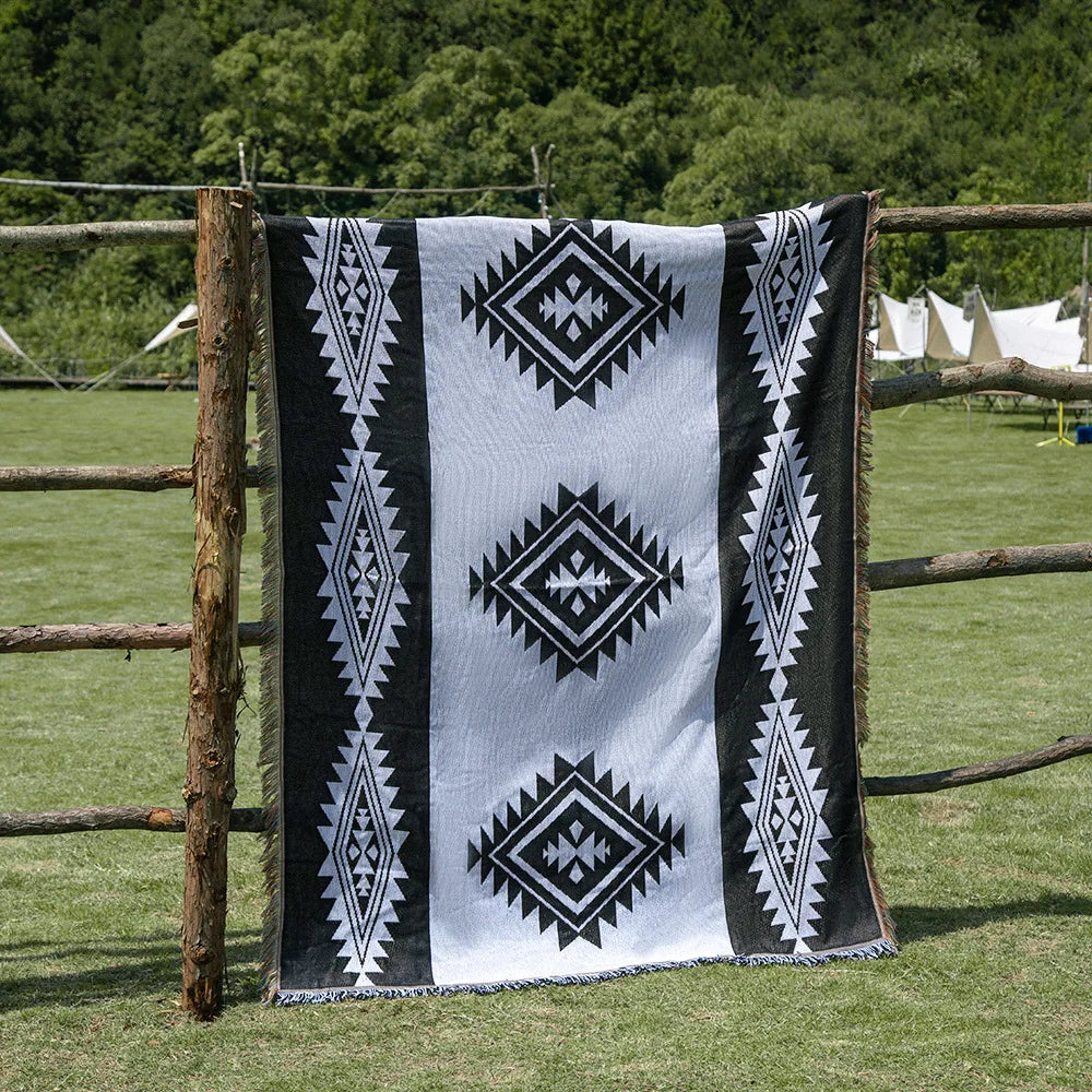 Hip Hop Blanket Sofa Towel Knit Punk Bedspread Pad Mat Bohemian Throw Travel Gothic Bedspread Sofa Cover Blankets Cotton Linen