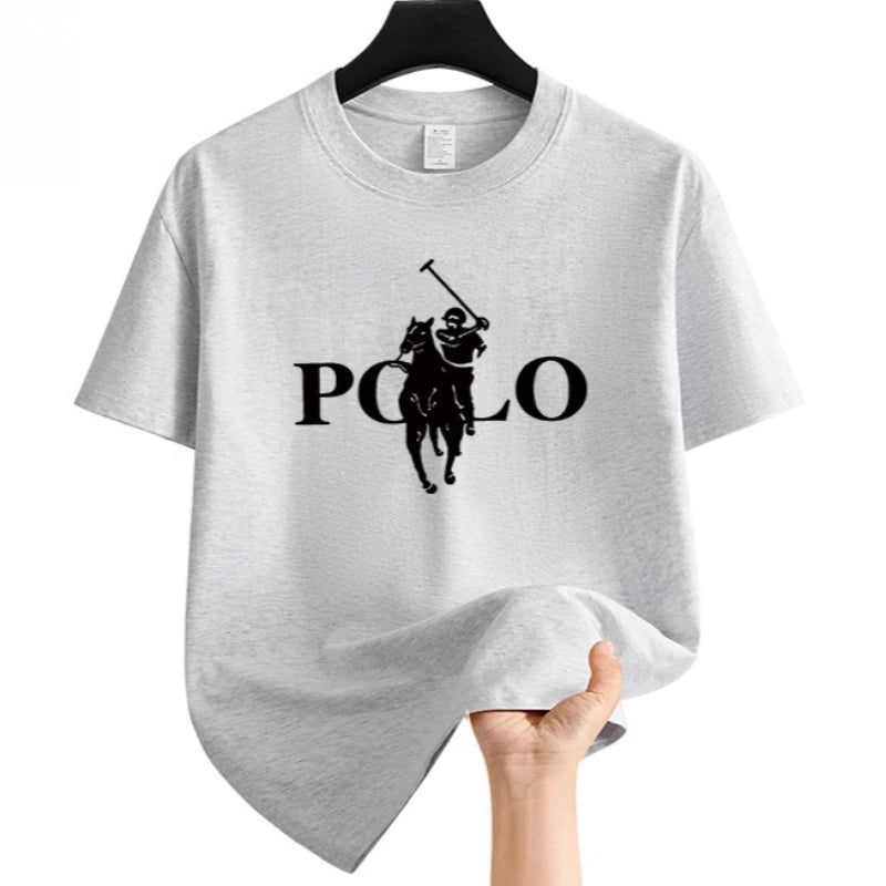 Summer Men's Summer Fashion Brand Clothing  Casual Business Shorts Loose Sleeve Versatile Round Neck T-Shirt  Breathable T-Shirt