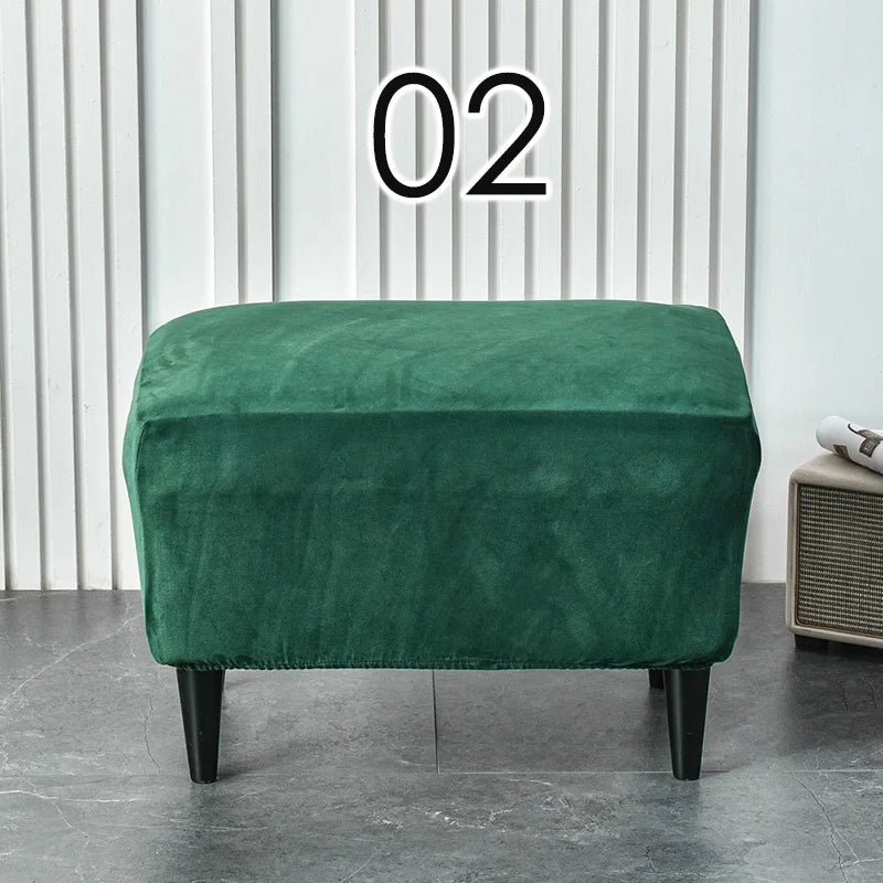 American Style Footstool Cover  Rectangle Elastic Ottoman Cover High Quality Velvet Furniture Protector Footrest Slipcover