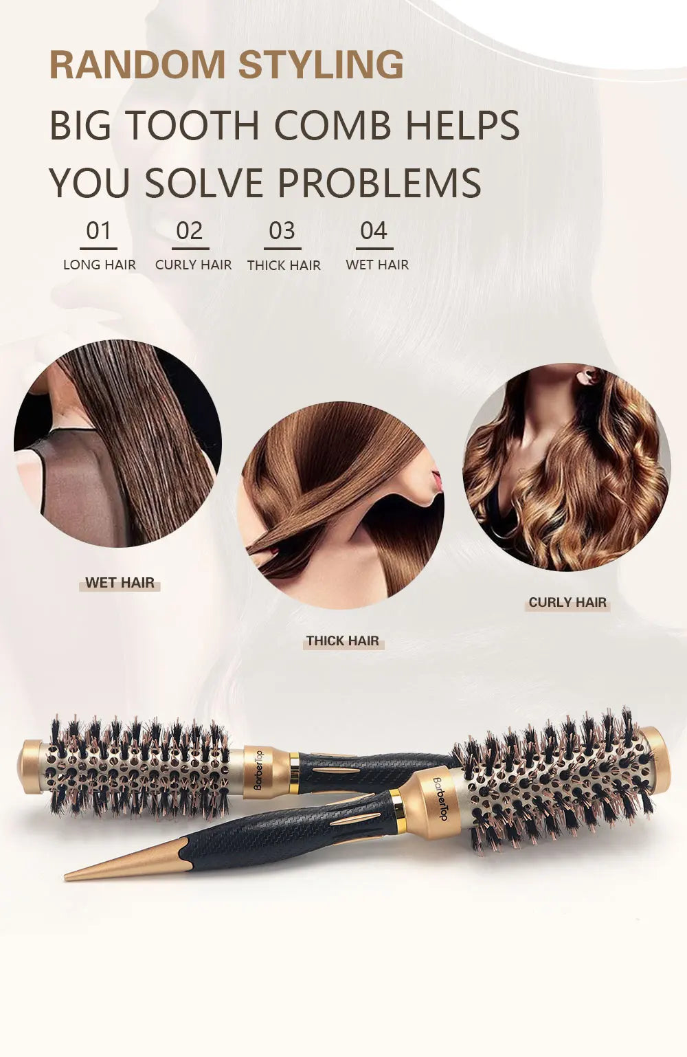 Salon Hairdressing Anti-static Hairdressing And Curling Styling Barber Hair Comb Women Wet Curly Hair Brush For  Styling Tool