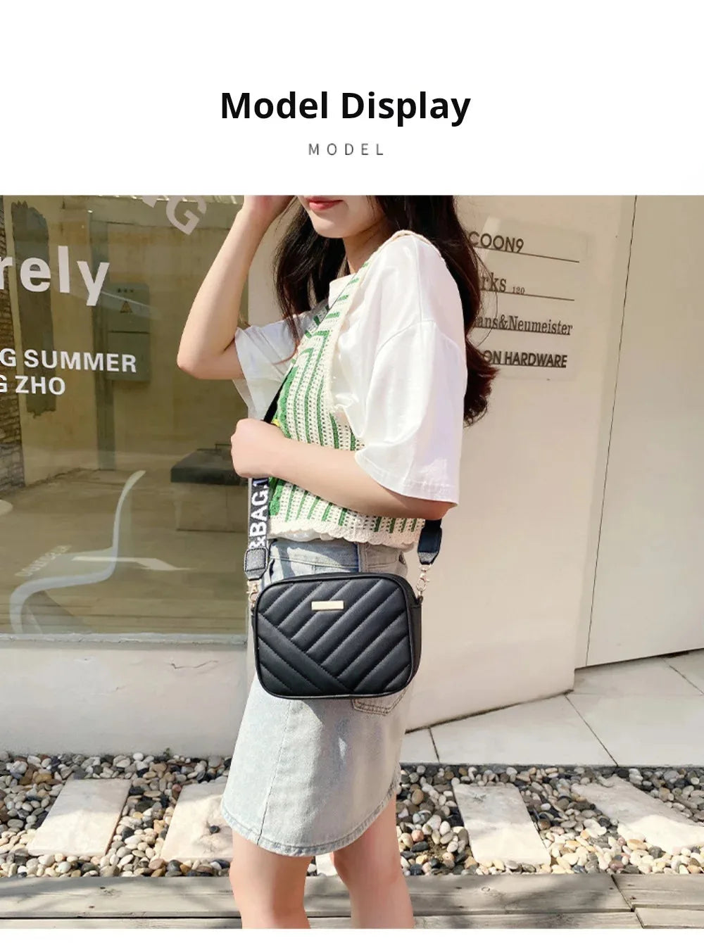 Shoulder Bag High Quality Women's PU Rolling Strip Camera Bag Shoulder Bag Mobile Phone Bag Casual Crossbody Bag