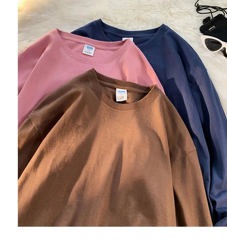 Men's Blank T-Shirt White S-3XL Oversized Solid Color Large Size Fashion Long Sleeve Top for Men And Women