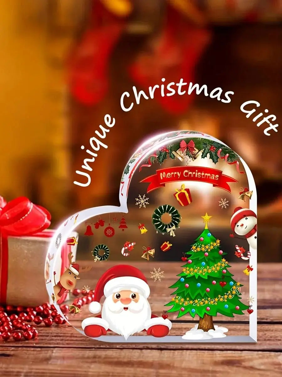 1pc Christmas Decorations Cute Heart Shaped Christmas Dining Table, Office, Counter, Desk, Shelf - Home Decorations