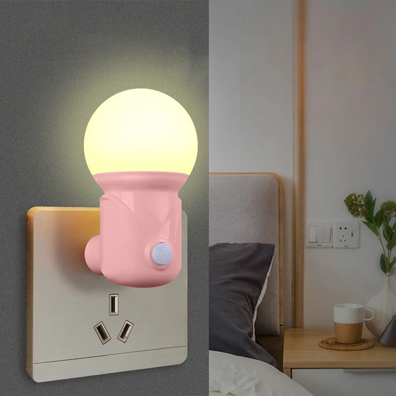New Saving Sensor Light Control Plug-in LED Sleep Night Light With Switch Baby Feeding Bedroom Wake Up Decoration Bedside Lamp