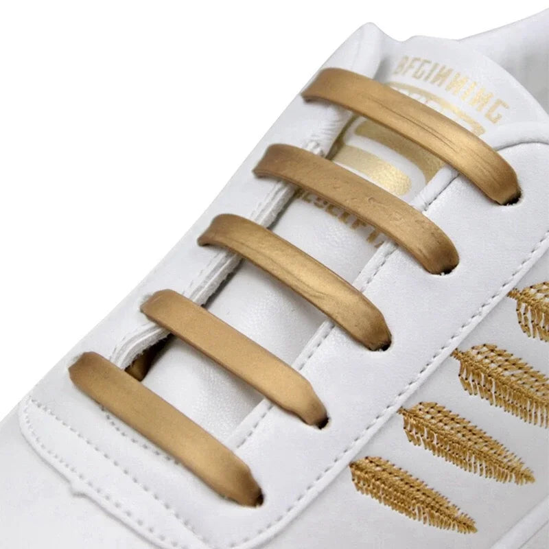 Silicone Elastic Shoelaces Without Ties Kids Adult Fashion Hammer Type Running Sneakers Rubber Band Shoes Laces Lazy Shoestrings