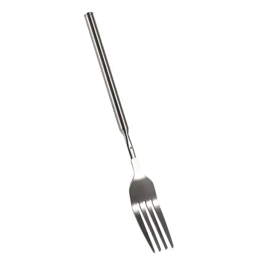 Retro Fork  BBQ Telescopic Extendable Dinner Fruit Dessert Long Handle Fork Stainless Steel Cutlery  Fork Tableware Bento Box