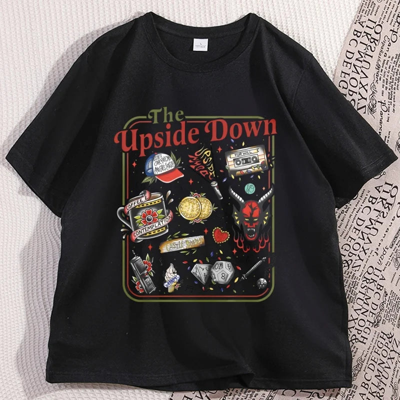 The Upside Down T Shirts for Man Woman Casual Cotton Short Sleeve T-shirt Round Neck Loose and Base Tshirt Graphic Tees