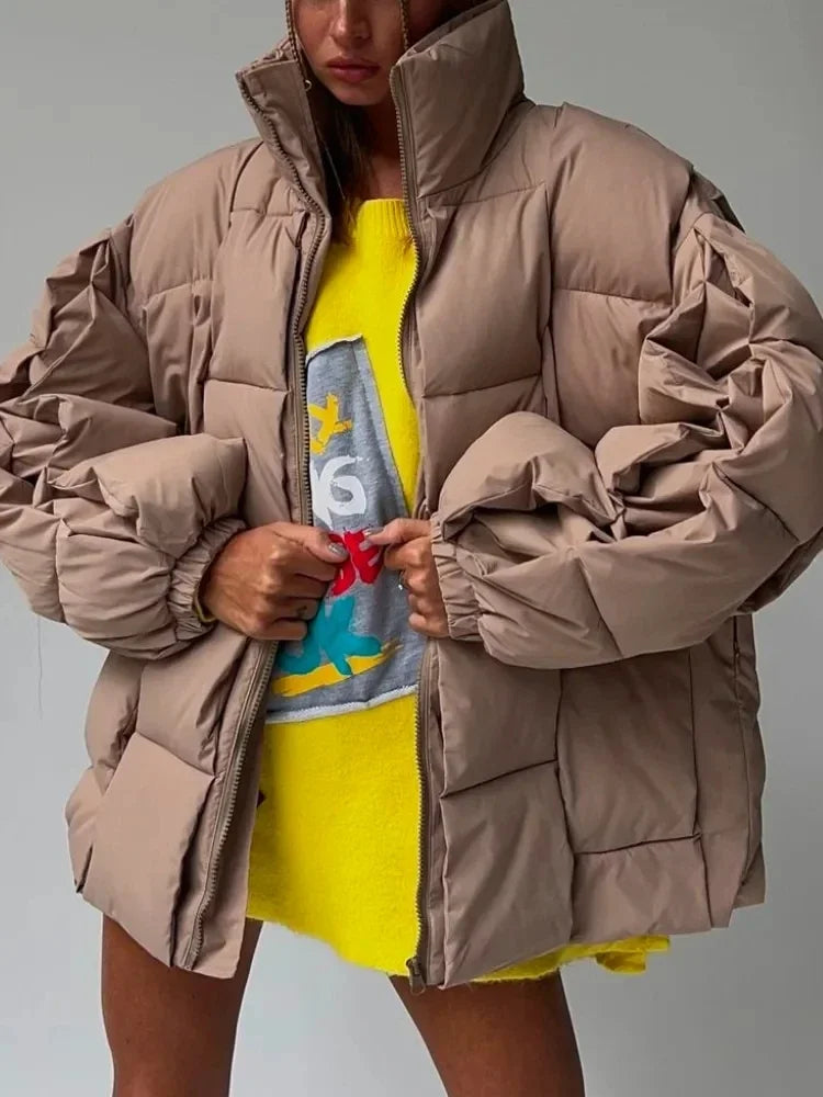 Winter Jackets for Women 2025 Thick Warm Loose Fashion Quilted Jacket Female Interchange High Street Green Baggy Puffer Coat