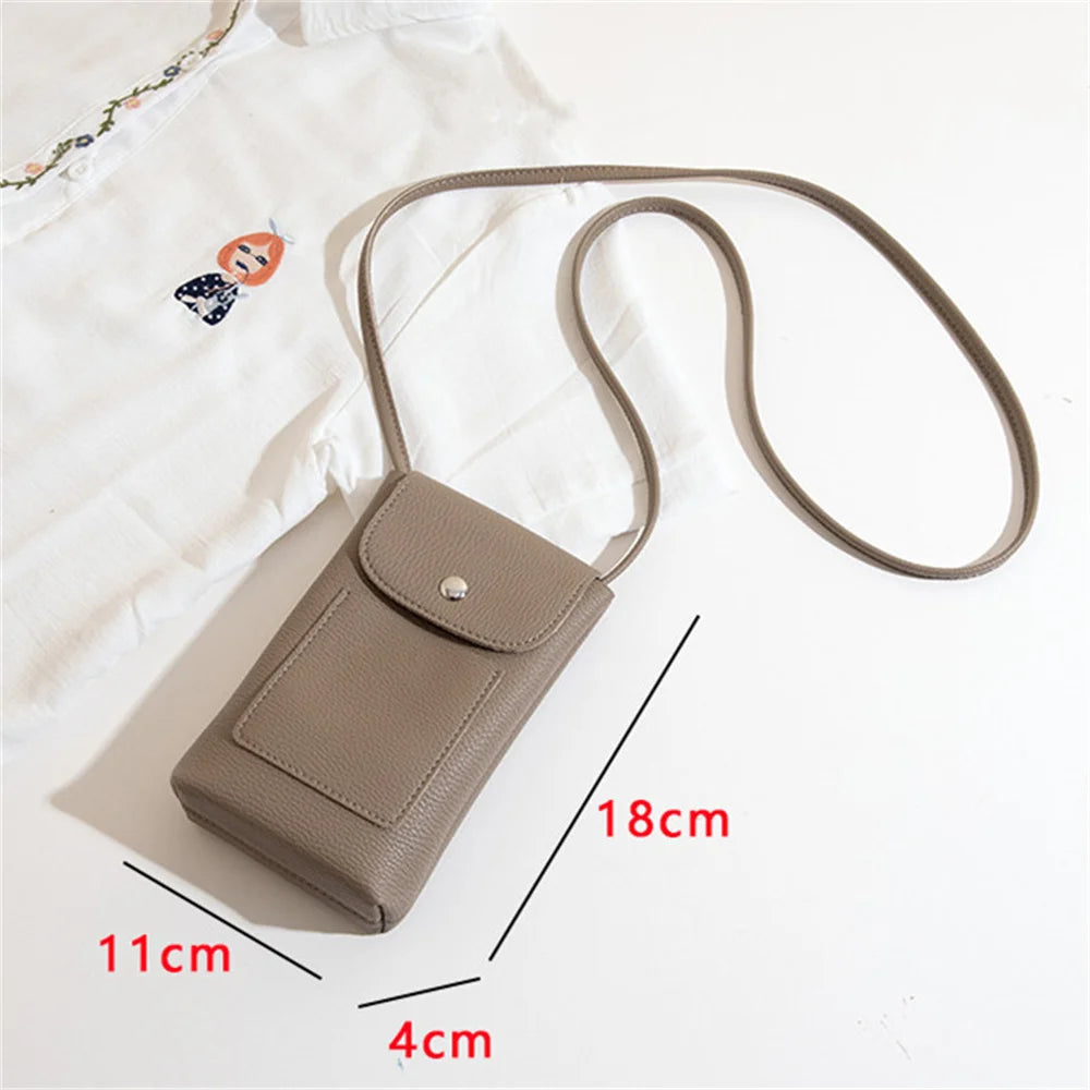 Girl Women Wallet Shoulder Mini Leather Bags Straps Mobile Phone Big Card Holders Wallet Handbag Money Pockets Girls Small Bags