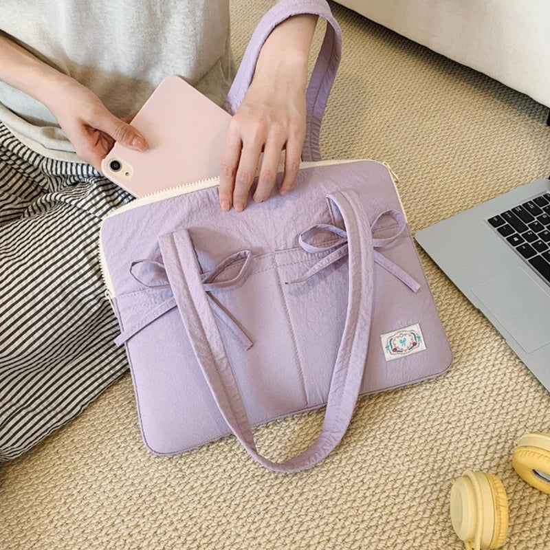 Cute Bow 13inch Tablet Sleeve Bag Shoulder Handbag For Tablet Laptop Cover Pouch Notebook Carry Bag