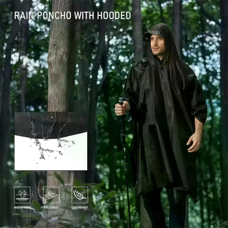 Rain Coat Travel Raincoat Waterproof Rain Poncho Hooded Sun Shelter For Outdoor Camping Hiking Fishing Cycling Climbing