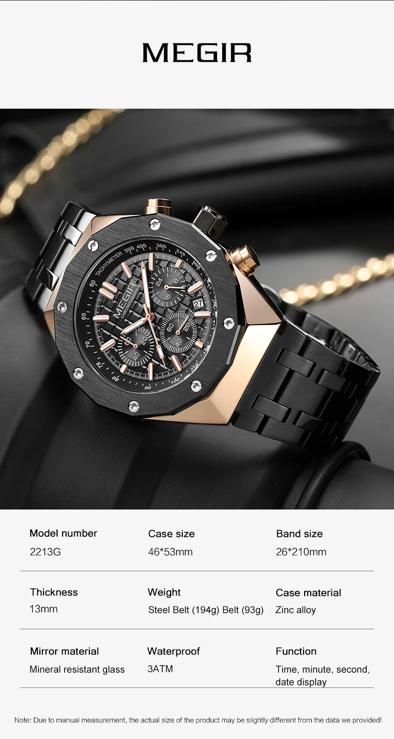 2026 New Watches for Men Leather Mens Military Sport Waterproof Watch Quartz WristWatch Chronograph Male Clock