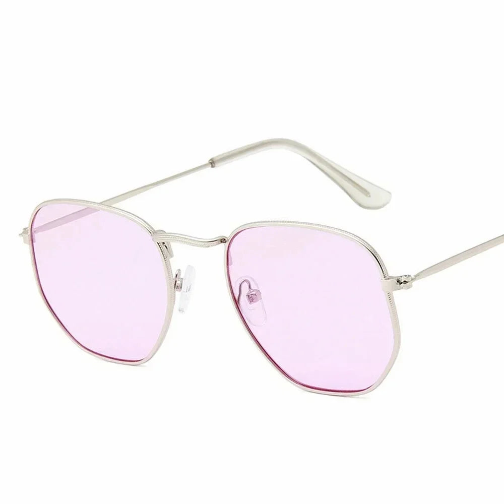 Men Sunglases Hexagon Sun Glasses NEW Women Metal Frame Fishing Glasses Gold tea Eyewear Lentes De Sol Hombre Okulary UV400