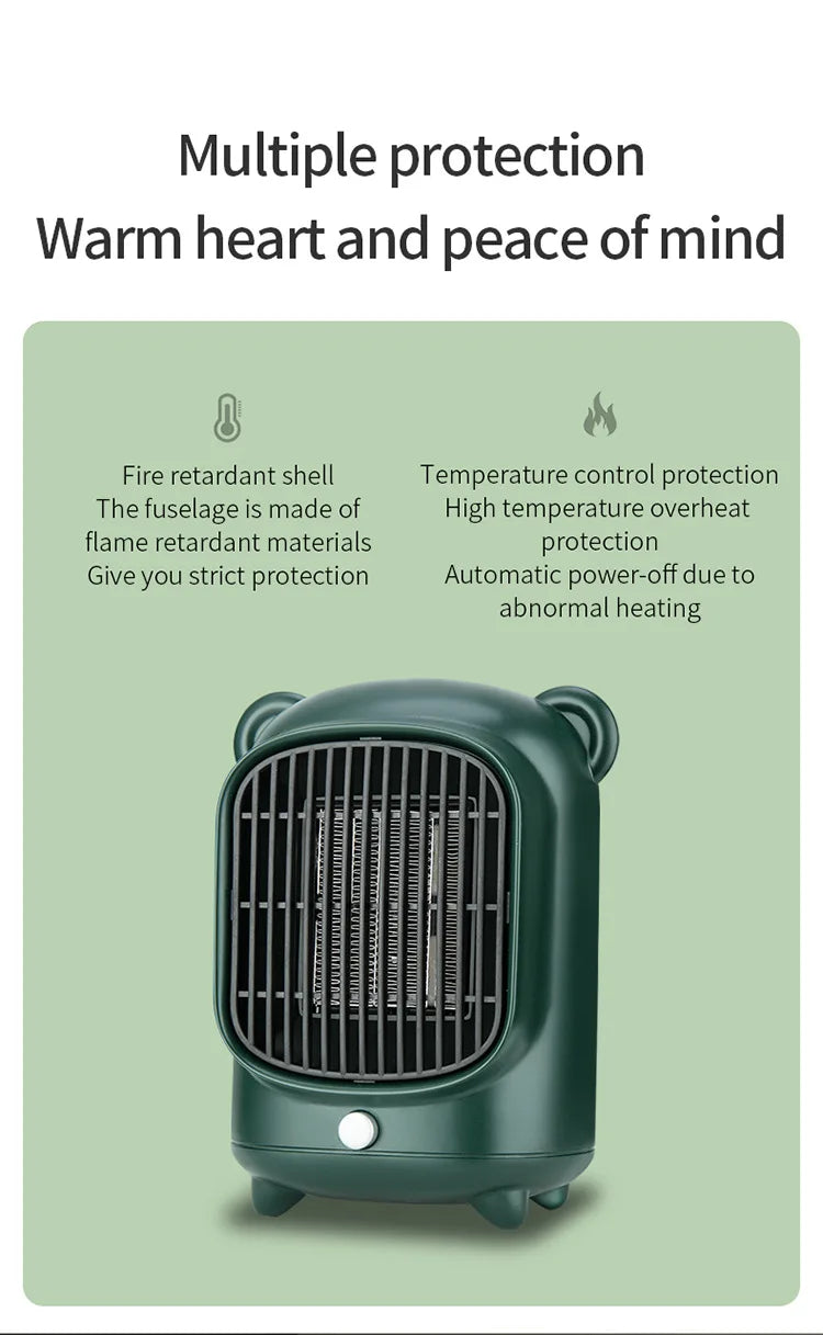 Portable Electric PTC Fan 500W/220V Portable Desktop Fan Heater Fast Heating Foot Hand Warmer Room Heater House Warmer Machine