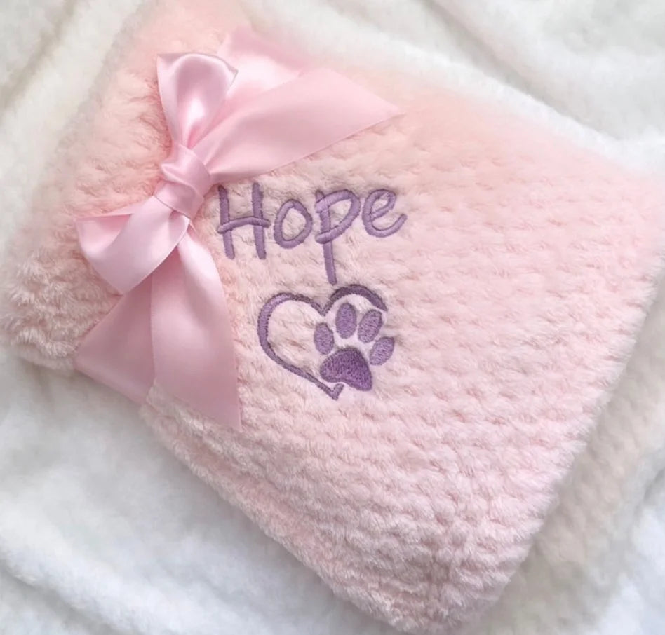 Dog Blanket - Embroidered Personalised Dog Blanket - Puppy Blanket - Cat Blanket - Paw Print Blanket - Super Soft Pet Blanket
