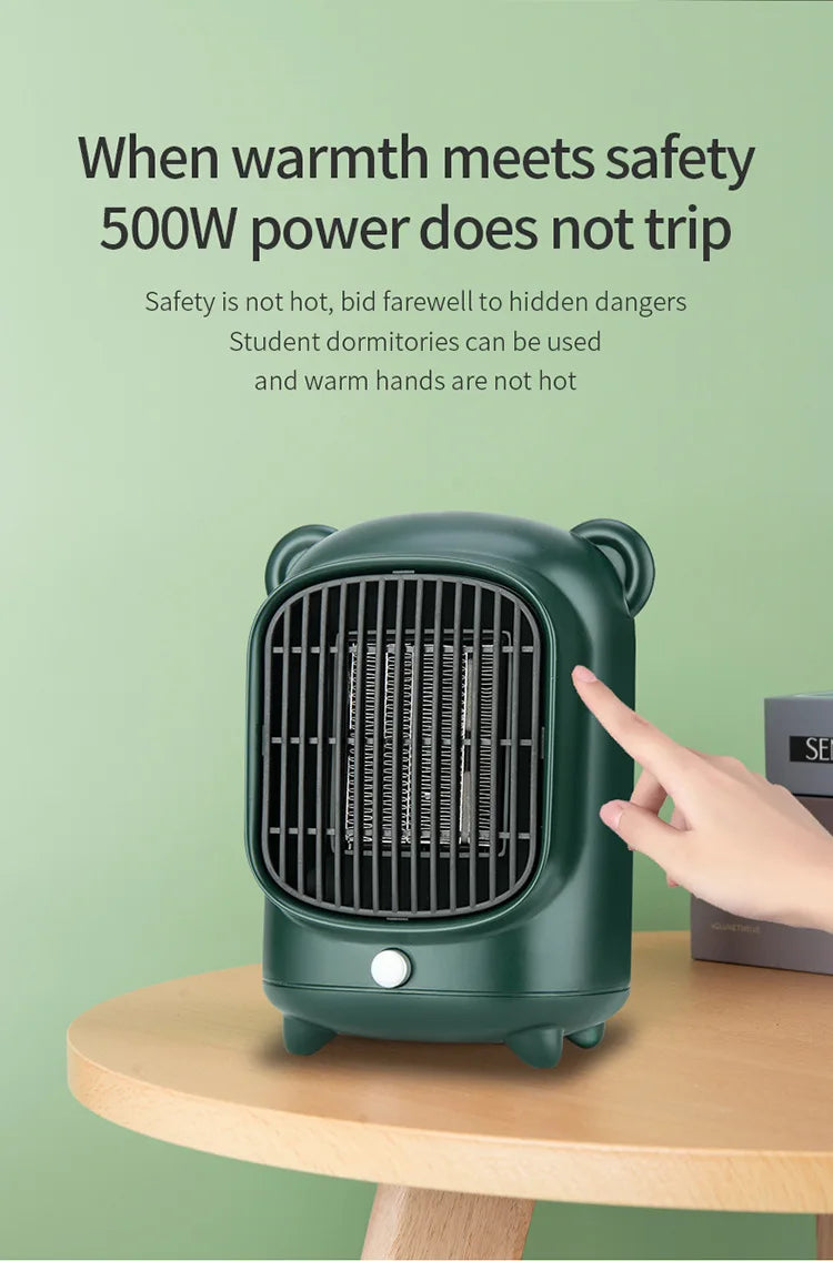 Portable Electric PTC Fan 500W/220V Portable Desktop Fan Heater Fast Heating Foot Hand Warmer Room Heater House Warmer Machine