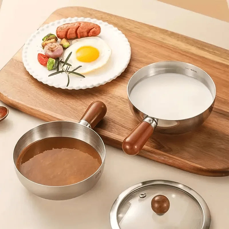 Pasta Cooker with Wooden Handle, Induction Compatible & Even Heat Distribution, Non-Slip Base Pot for Dorm & Office