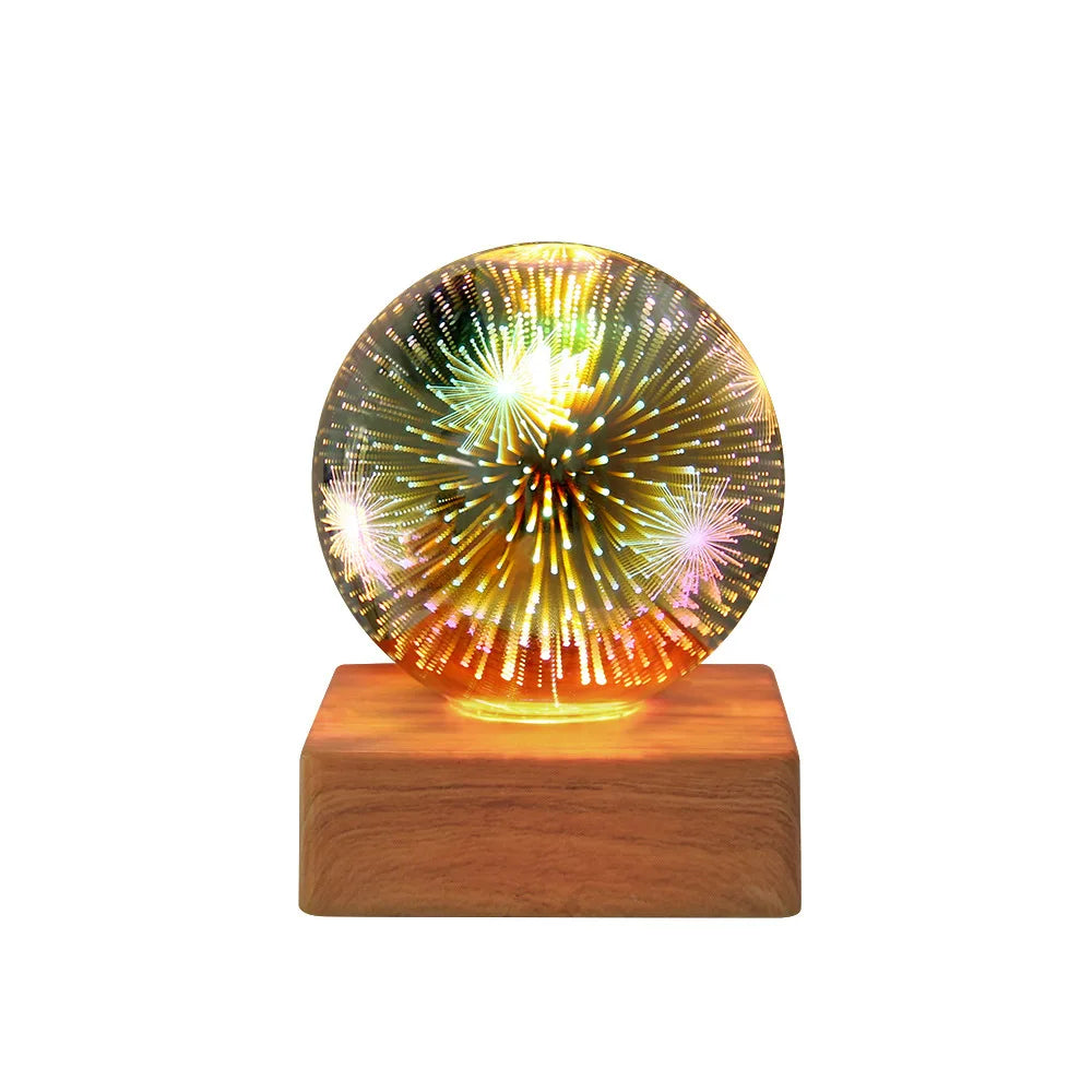 LED 3D Firework Night Light Colorful Atmosphere Table Lamp Pendant Light Glass Ball for Home Decoration Starry Sky Night Light