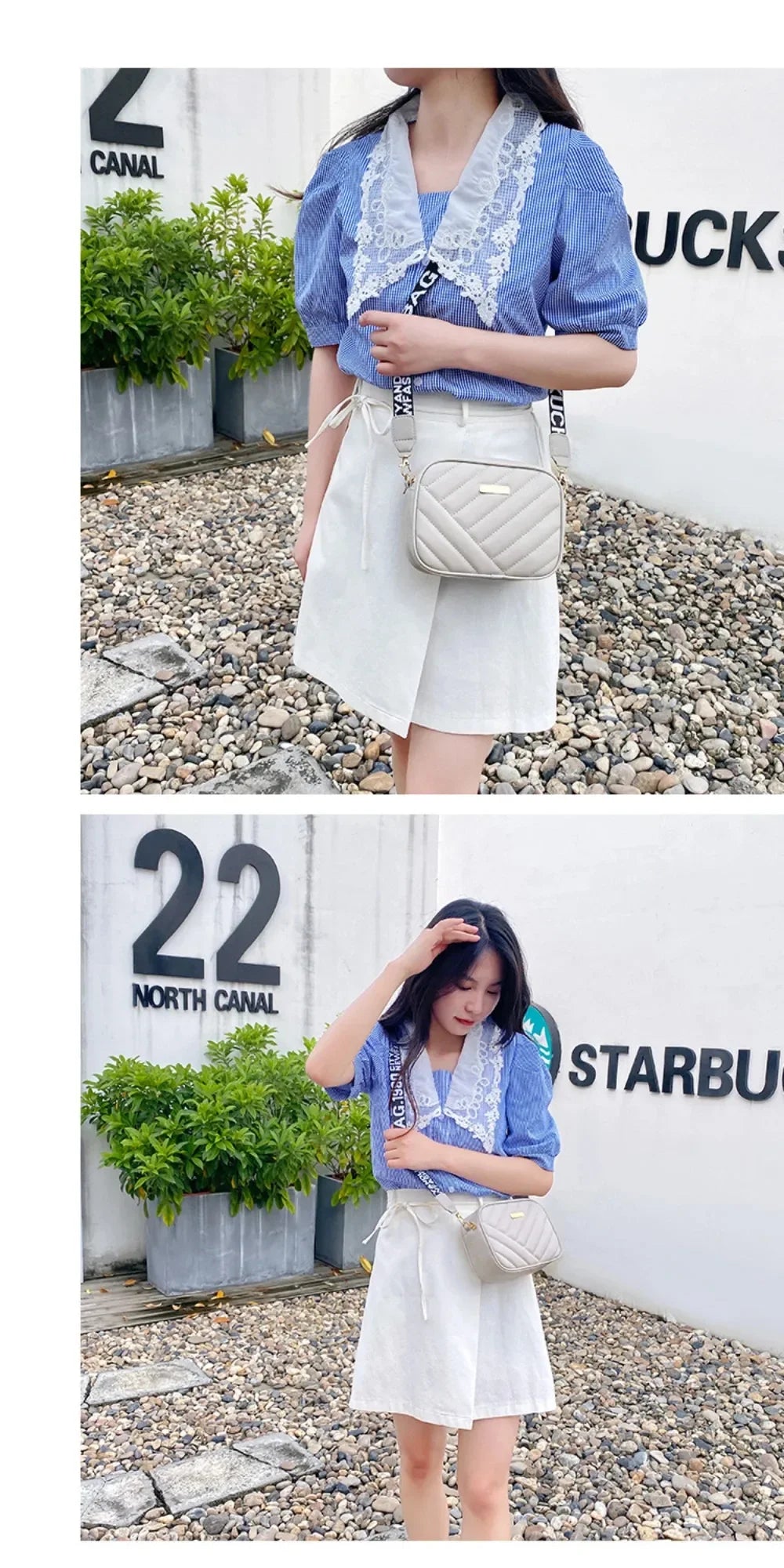 Shoulder Bag High Quality Women's PU Rolling Strip Camera Bag Shoulder Bag Mobile Phone Bag Casual Crossbody Bag