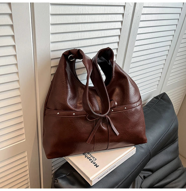 PU Large Capacity Hasp Tote Bags Solid Color High Quality Ladies Bags 2025 Hot Sale Light Luxury Commuting Women's Handbags