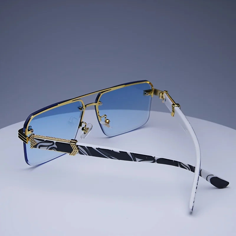 Trendy Rimless Sunglasses for Men Women Fashion Frameless Rectangle Sun Glasses Retro Shades Summer Traveling Eyewear UV400