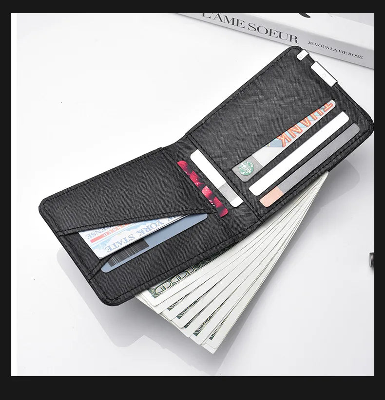 Men's Slim Wallet – PU Leather, Multi-Card Holder with Metal Accent, Lightweight & Stylish for Daily Use