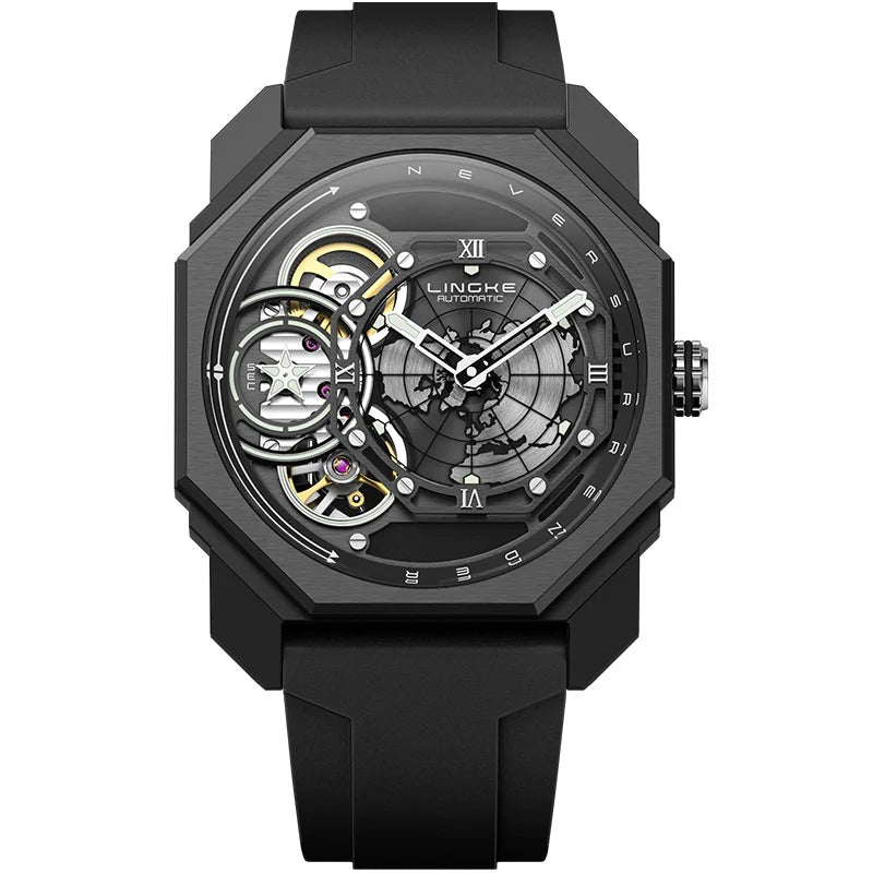Mens Automatic Mechanical Watch for Man European American Business Leisure Wristwatches Silver Luminous Waterproof Men Watches