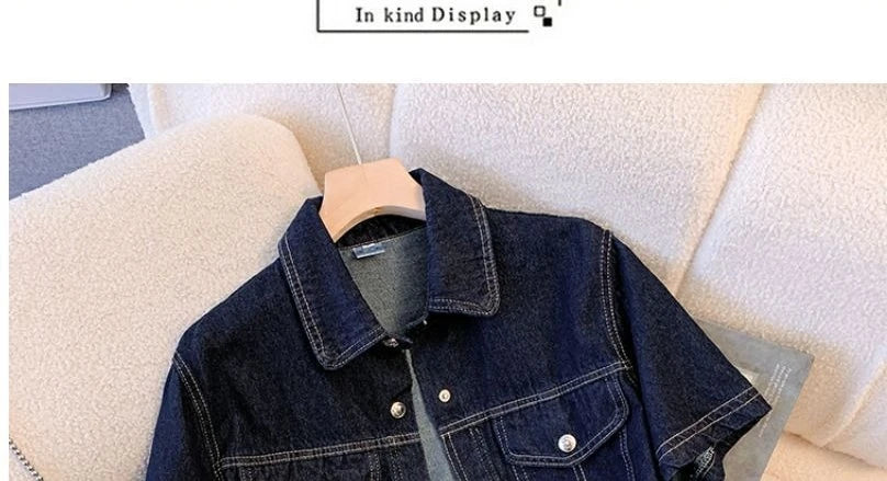 Women's Denim Jackets Streetwear Short Sleeve Summer Jean Jacket Outwear Ropa Mujer Fashion Retro Vintage Coat Cropped Tops