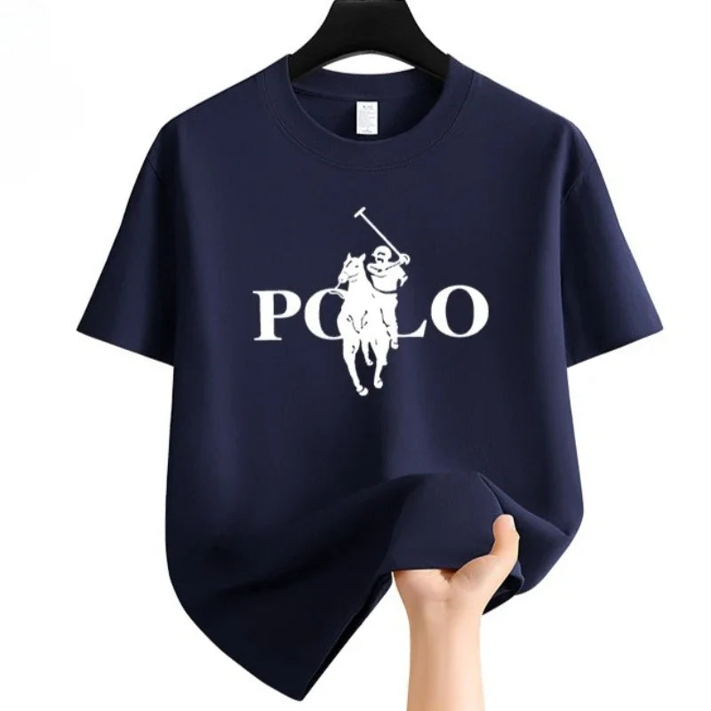 Summer Men's Summer Fashion Brand Clothing  Casual Business Shorts Loose Sleeve Versatile Round Neck T-Shirt  Breathable T-Shirt