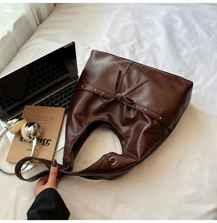 PU Large Capacity Hasp Tote Bags Solid Color High Quality Ladies Bags 2025 Hot Sale Light Luxury Commuting Women's Handbags