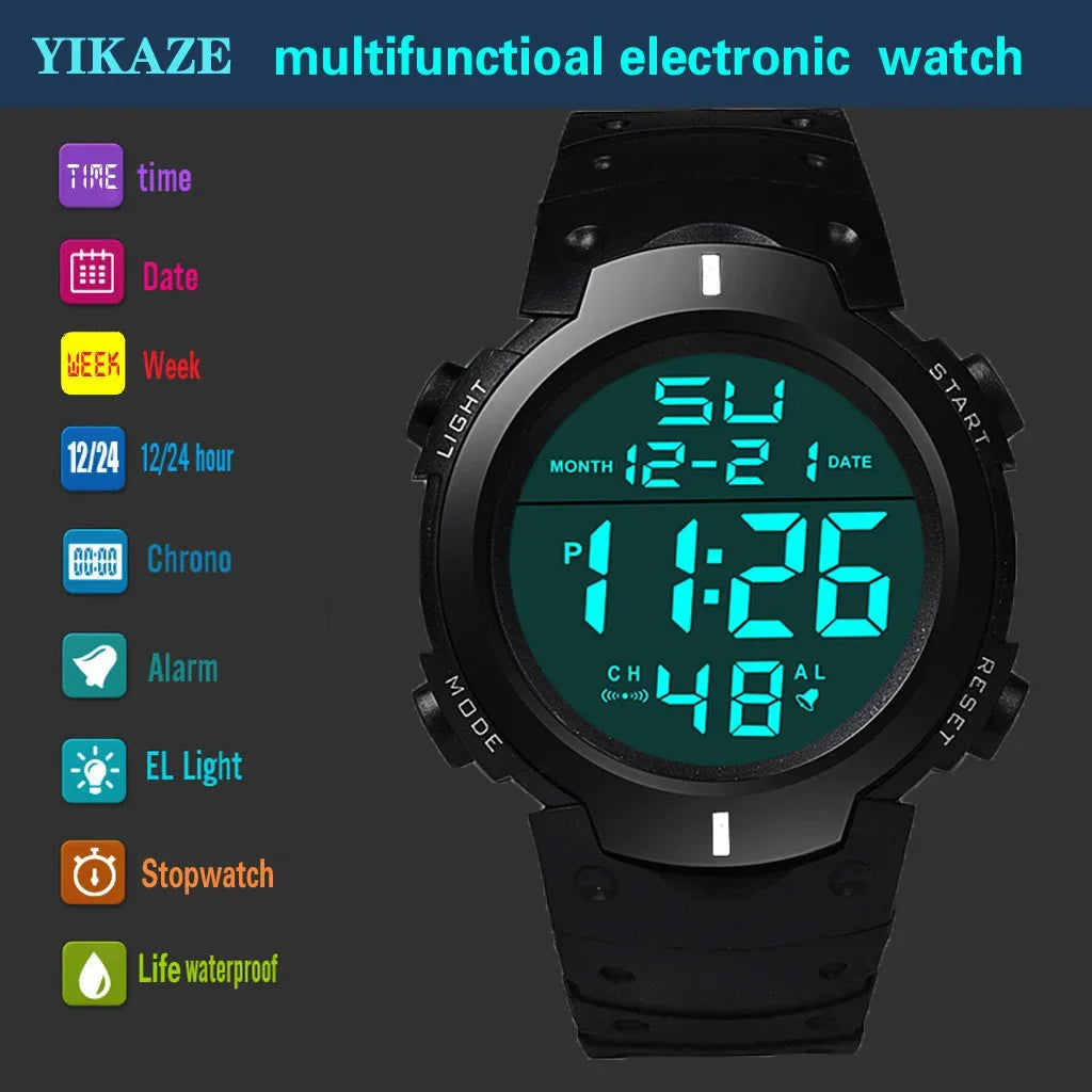 Men Sport LED Watches Men Digital Clock Multi-Functional Rubber Man Fitness Athlete Timekeeping Electronic Watch Reloj