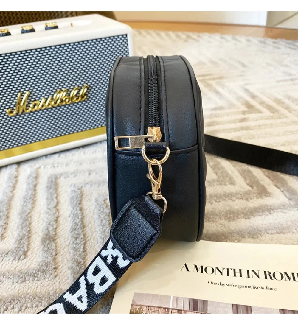 Shoulder Bag High Quality Women's PU Rolling Strip Camera Bag Shoulder Bag Mobile Phone Bag Casual Crossbody Bag