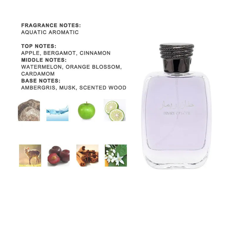 Arabic Brand Fragrant Fruit Lemon Jasmine Woody Charm Cologne Perfume Long-lasting Business Men's Daily Neutral Fragrance Spray