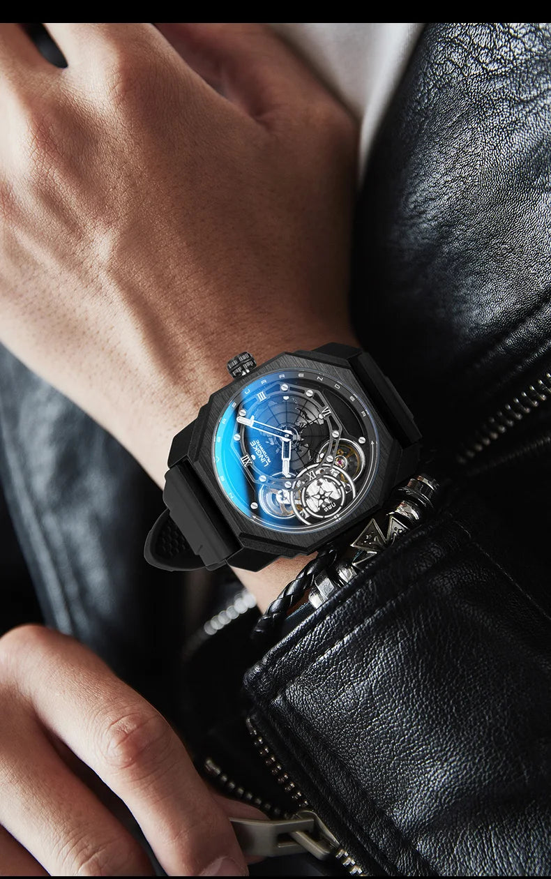Mens Automatic Mechanical Watch for Man European American Business Leisure Wristwatches Silver Luminous Waterproof Men Watches