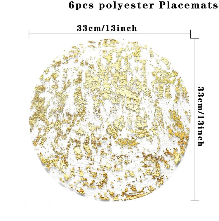 Round Gold Placemats Metallic Gold Foil Table Mats Disposable Fall Table Mates Dining Table Wedding Birthday Party Decorations