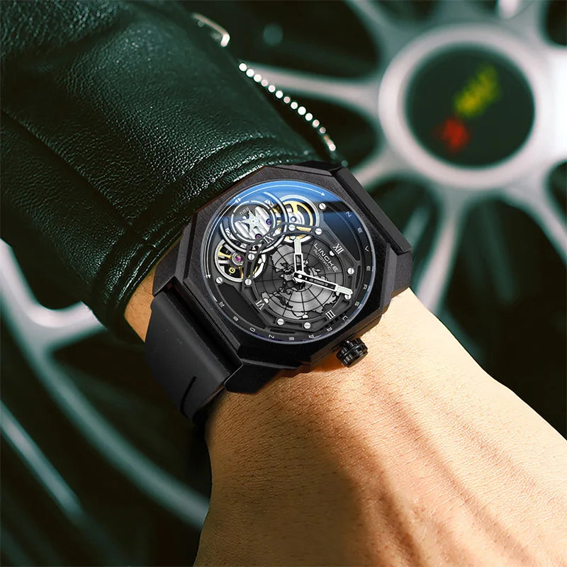 Mens Automatic Mechanical Watch for Man European American Business Leisure Wristwatches Silver Luminous Waterproof Men Watches