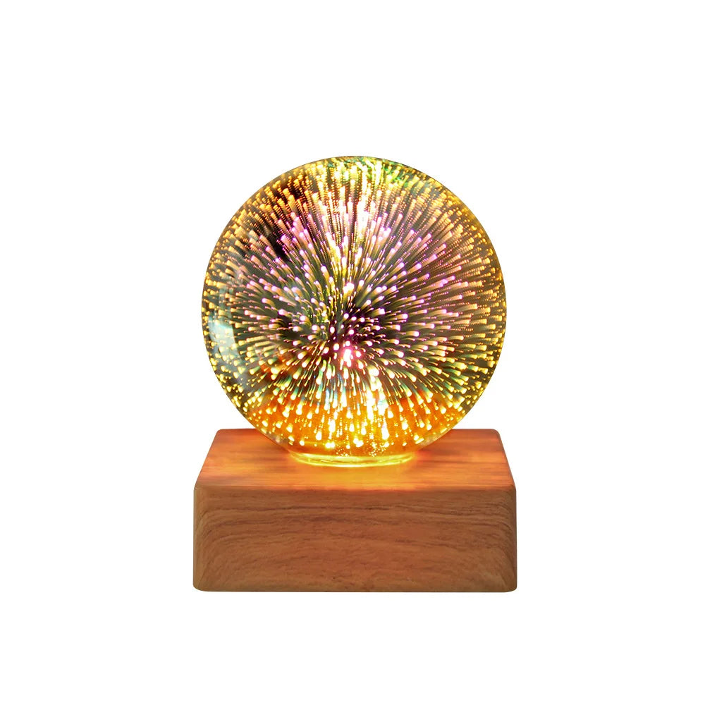 LED 3D Firework Night Light Colorful Atmosphere Table Lamp Pendant Light Glass Ball for Home Decoration Starry Sky Night Light