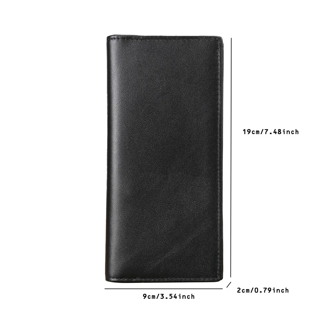 Mens Wallet Slim Genuine Leather Rfid Thin Long Bifold Wallets for Men Checkbook Credit Card Holder Purse with Zipper Coin Pouch