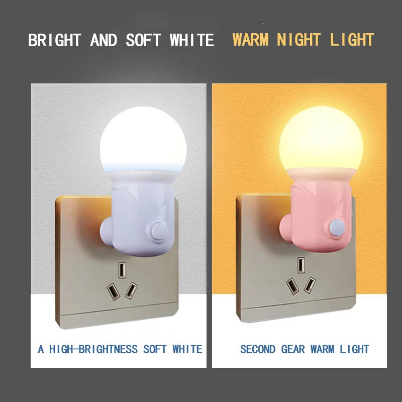 New Saving Sensor Light Control Plug-in LED Sleep Night Light With Switch Baby Feeding Bedroom Wake Up Decoration Bedside Lamp