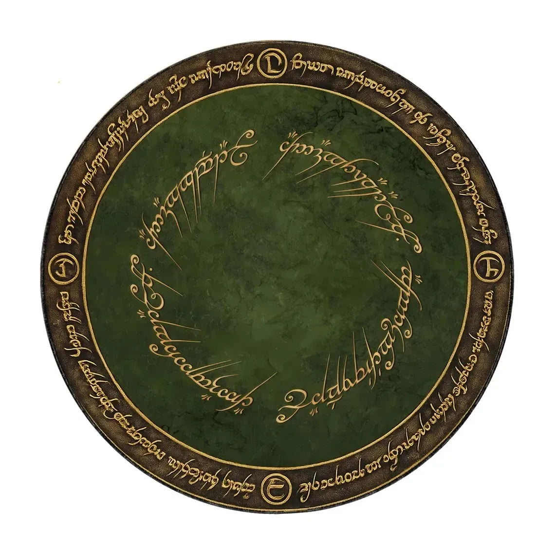 Middle Earth Rug, Fantasy Round Green Carpet, Magic Circle Floor Mat for Themed Room Entrance Gaming Bedroom Gaming Decor